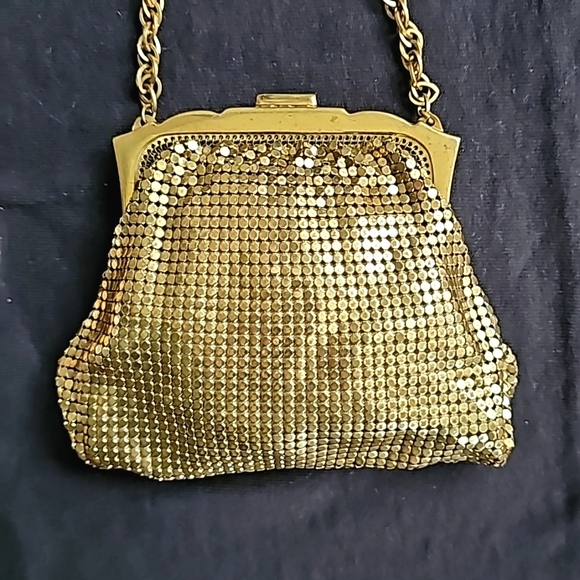 Whiting & Davis Vintage Metal Mesh Evening Bag Mini Purse - Gold - Picture 3 of 7